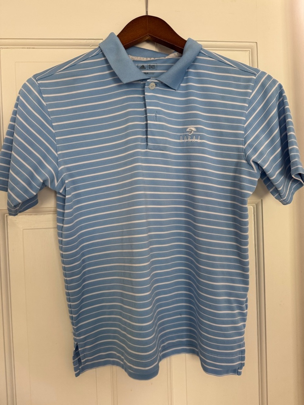 Adidas DORALLight Blue Striped Polo Shirt -l